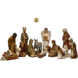 Crèche complète polychrome (18 sujets et l'étoile et la mangeoire)