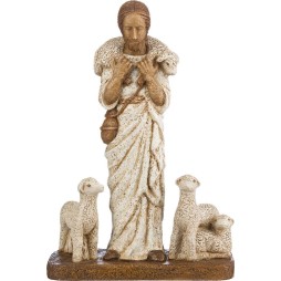 Bon Pasteur avec 2 brebis