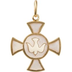Croix avec Colombe (Laiton Doré)