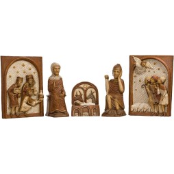 Crèche complète Polychrome Marron (6 pièces et 2 lutrins)