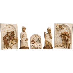 Crèche complète Polychrome Blanc (6 pièces et 2 lutrins)