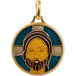 Visage du Christ (cloisonné, Laiton Doré)