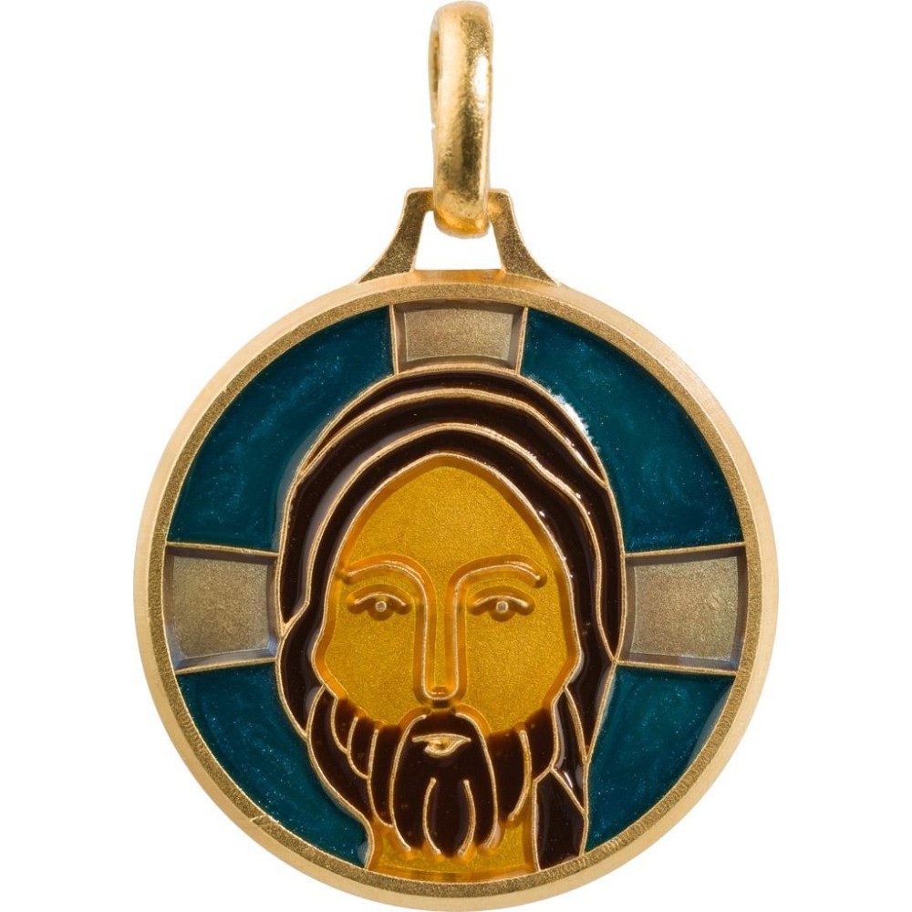 Visage du Christ (cloisonné, Laiton Doré)