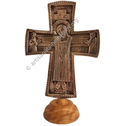 Croix d'autel Jésus Gd Prêtre + Vierge 30 cm