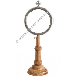 Ostensoir simple 43 cm pied bois d'olivier lunule argentée