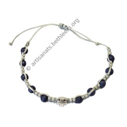 Bracelet dizainier monocolore avec Croix et perles en bois