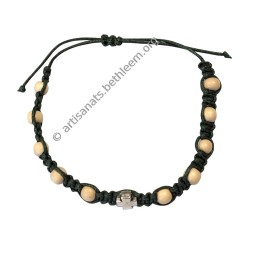Bracelet dizainier monocolore avec Croix et perles en bois