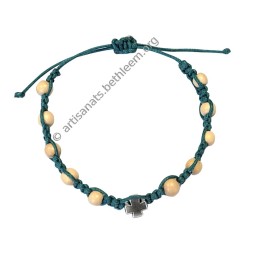 Bracelet dizainier monocolore avec Croix et perles en bois