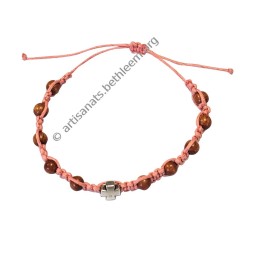 Bracelet dizainier monocolore avec Croix et perles en bois