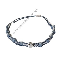 Bracelet dizainier multicolore avec Croix et perles en bois