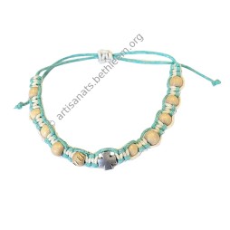 Bracelet dizainier multicolore avec Croix et perles en bois
