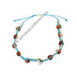 Bracelet dizainier multicolore avec Croix et perles en bois