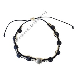 Bracelet dizainier multicolore avec Croix et perles en bois