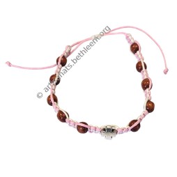 Bracelet dizainier multicolore avec Croix et perles en bois