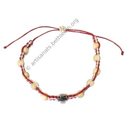 Bracelet dizainier multicolore avec Croix et perles en bois