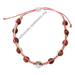Bracelet dizainier multicolore avec Croix et perles en bois