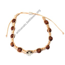 Bracelet dizainier multicolore avec Croix et perles en bois