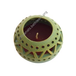 Photophore ajourage triangle haut avec bougie rouge, turquoise