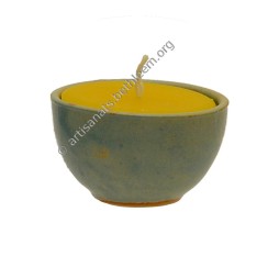 Bougie dans godet turquoise, bougie jaune H4,5