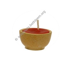 Bougie dans coquetier blanc, bougie rouge H3