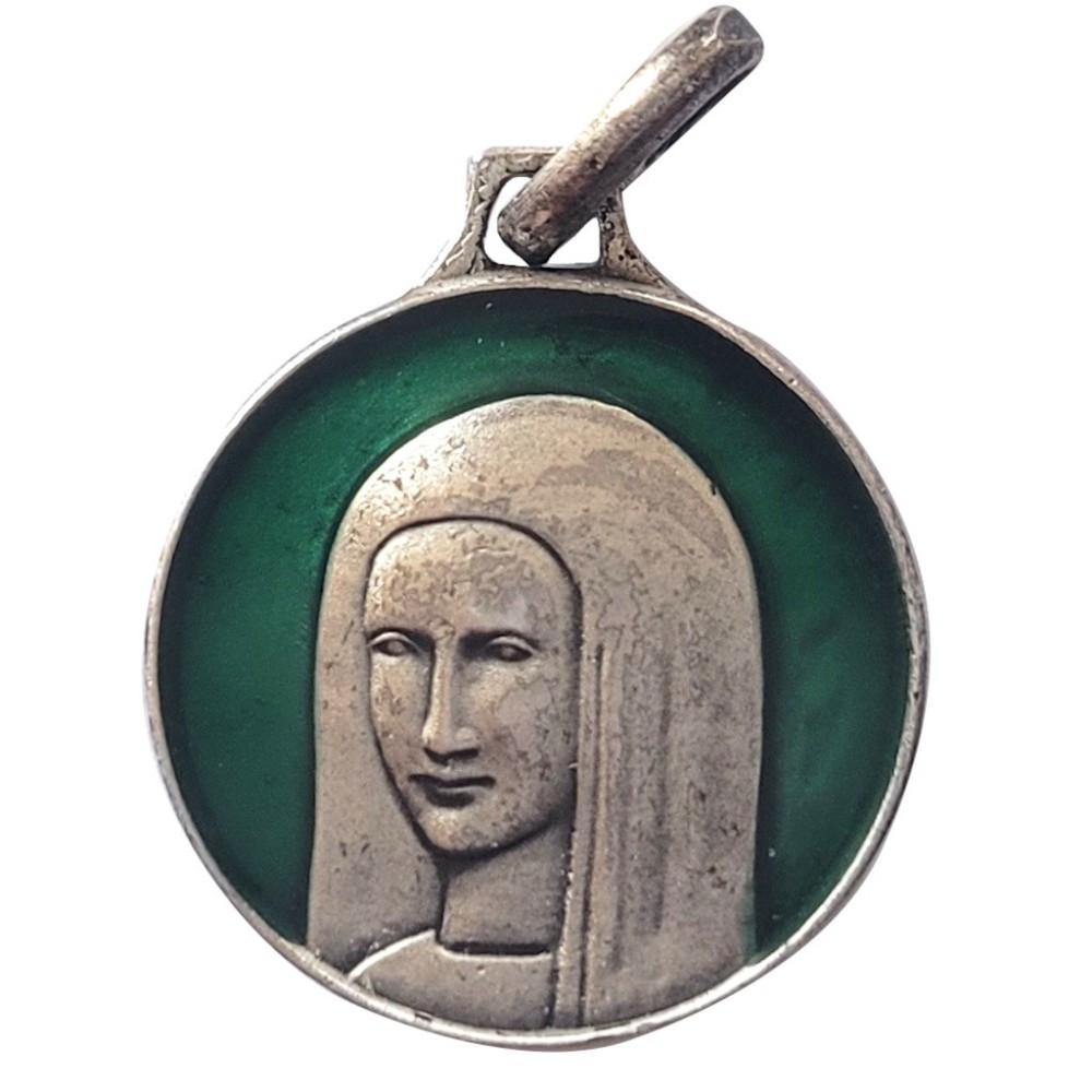 Vierge Anastasis, Argent Massif, Emaillé vert Vierge Anastasis, Argent Massif, Emaillé vert