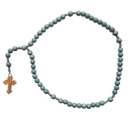 Chapelet en bois couleur bleu clair (8 mm)