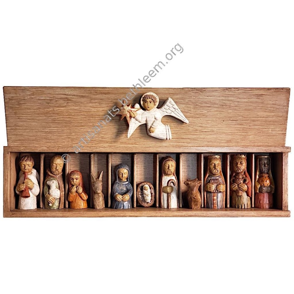 Petite crèche du pèlerin dans sa boîte en chêne Petite crèche du pèlerin dans sa boîte en chêne