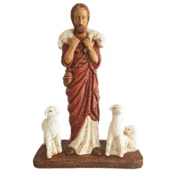 Bon Pasteur avec 2 brebis