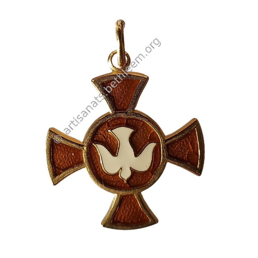 Croix avec Colombe (Plaqué Or)