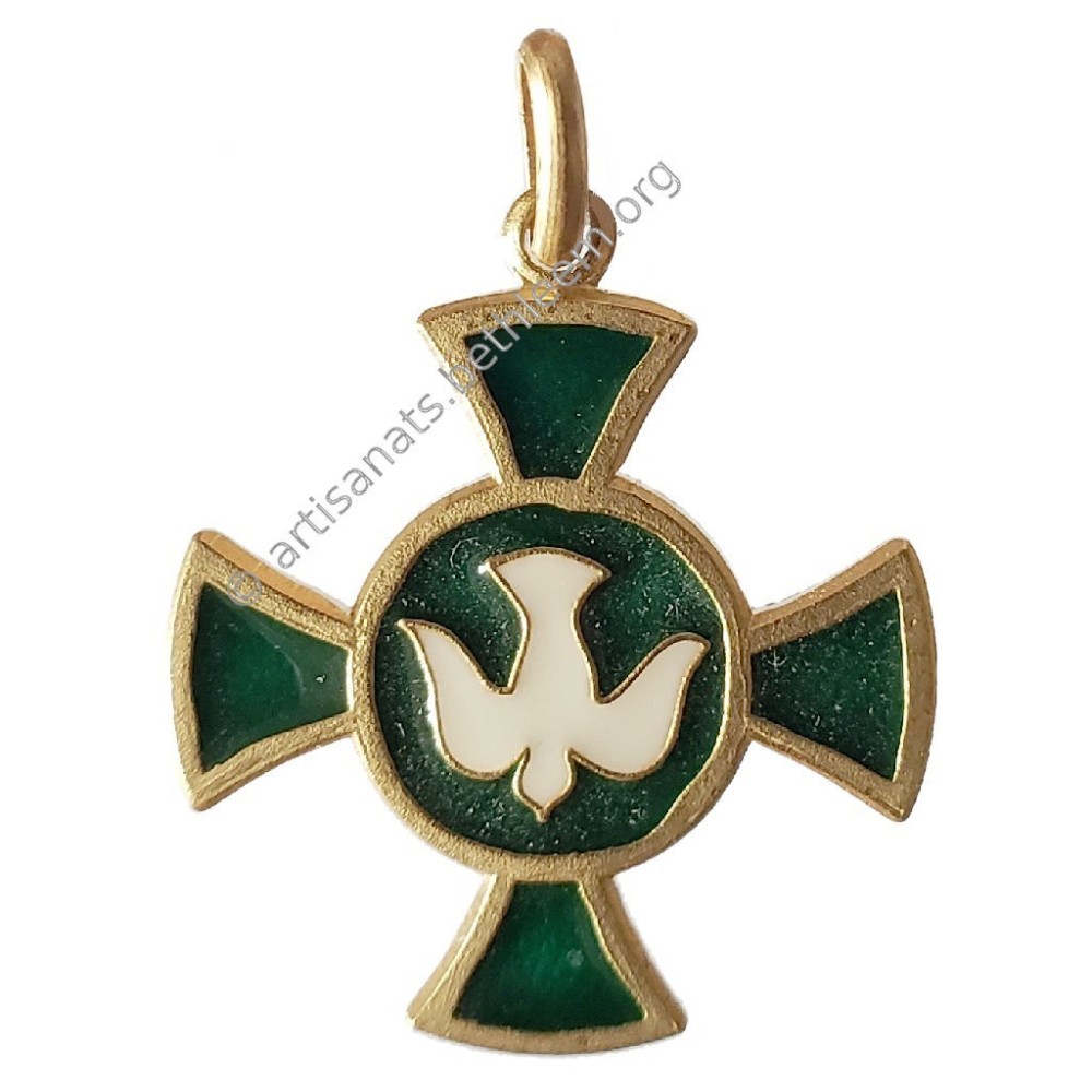 Croix avec Colombe (Laiton Doré)