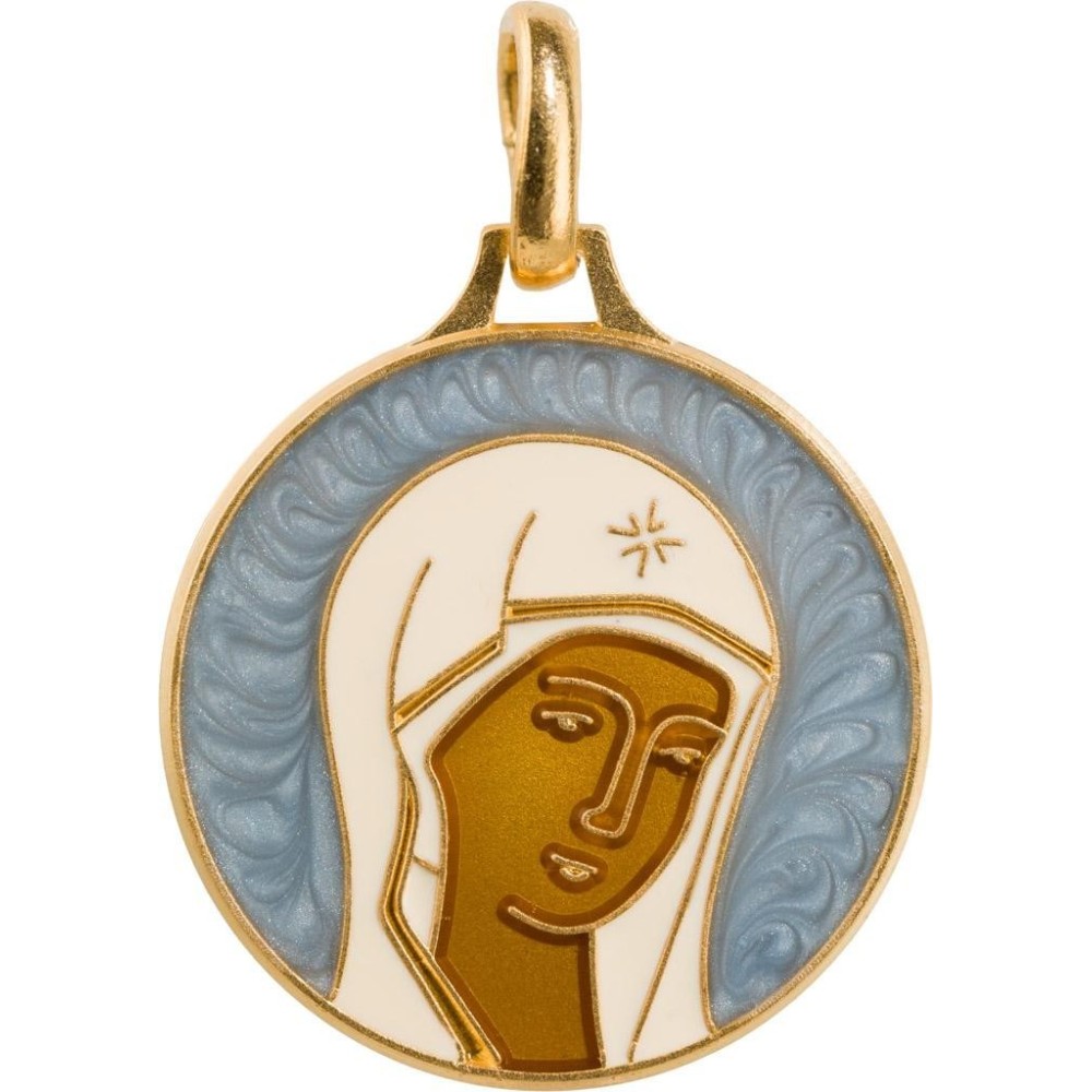 Visage de la Vierge (cloisonné, Laiton Doré)